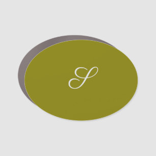 Monogram initial minimalist sage green car magnet