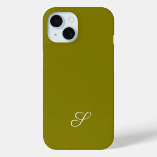Monogram initial minimalist sage green iPhone 15 case