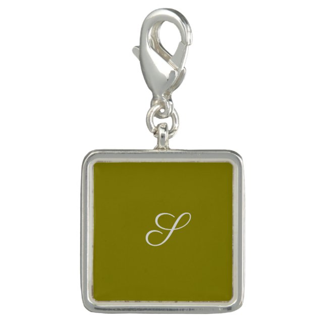 Monogram initial minimalist sage green  charm (Front)