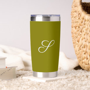 Monogram initial minimalist sage green insulated tumbler