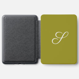 Monogram initial minimalist sage green  kindle cover