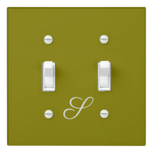 Monogram initial minimalist sage green light switch cover