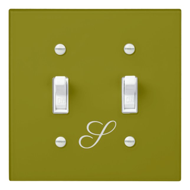 Monogram initial minimalist sage green  light switch cover (In Situ)