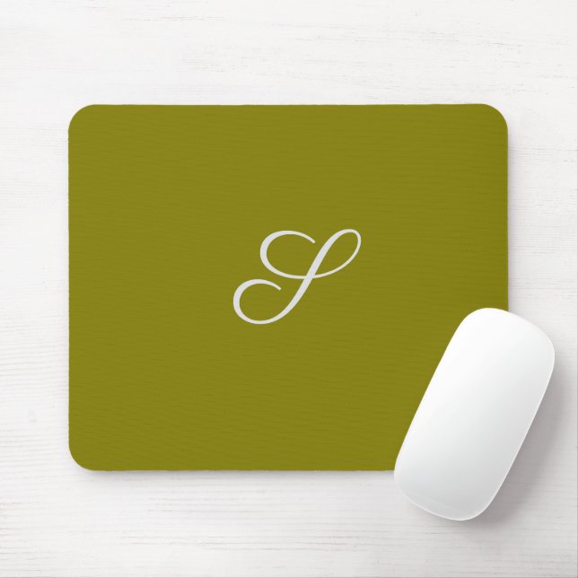 Monogram initial minimalist sage green  mouse pad (With Mouse)