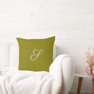 Monogram initial minimalist sage green throw pillow