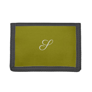 Monogram initial minimalist sage green tri-fold wallet