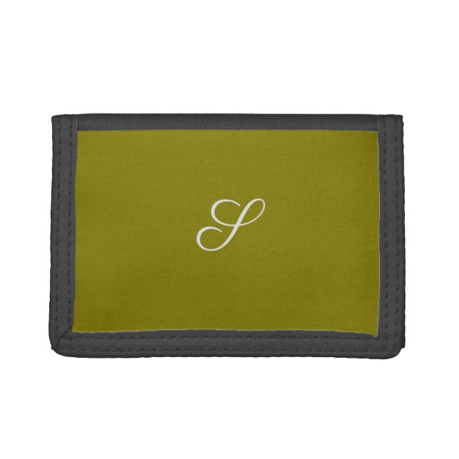 Monogram initial minimalist sage green  tri-fold wallet (Front)