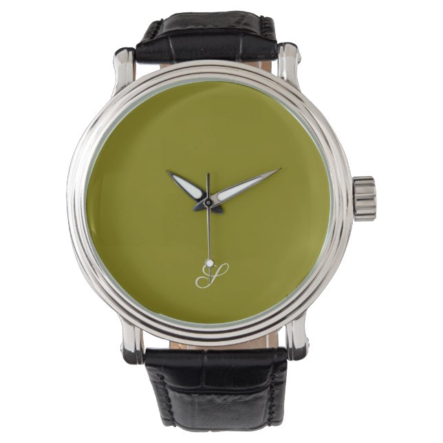Monogram initial minimalist sage green  watch (Front)
