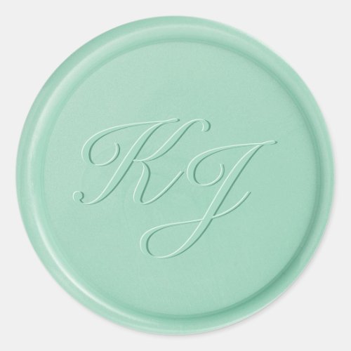 Monogram Initial Mint Green Wax Seal Sticker