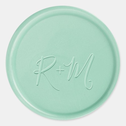 Monogram Initial Mint Green Wax Seal Sticker