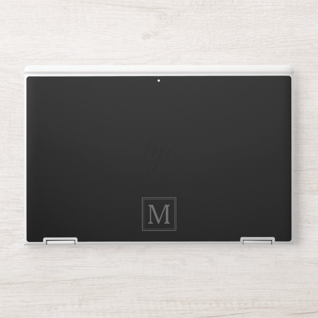 Monogram Initial Modern Black HP Laptop Skin (Front)