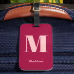 Monogram Initial Modern Bold Pink Minimal Name Luggage Tag<br><div class="desc">Monogram Initial Modern Bold Pink Minimal Script Name Luggage Tag</div>