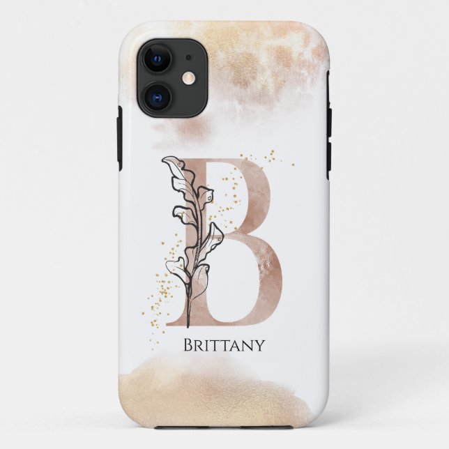 Monogram Initial Modern Letter B Boho Personalized Case-Mate iPhone Case (Back)