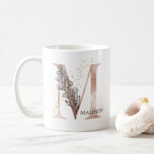 Monogram Initial Modern Letter M Boho Personalized Coffee Mug