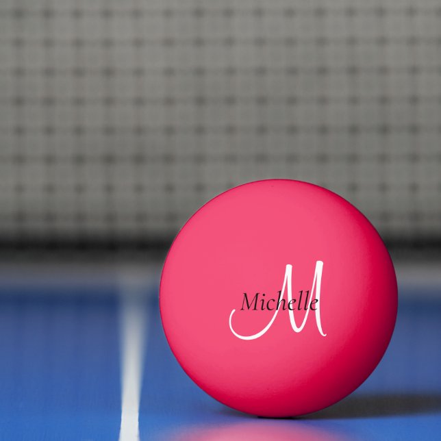 Monogram Initial Modern Template Dark Orange Ping Pong Ball (Net)