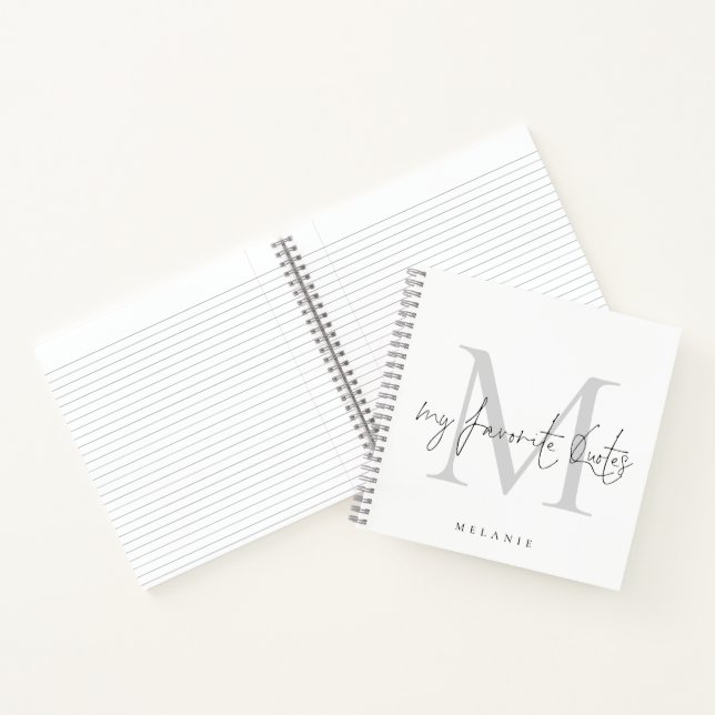 Monogram Initial My Favorite Quotes Script Notebook (Inside)