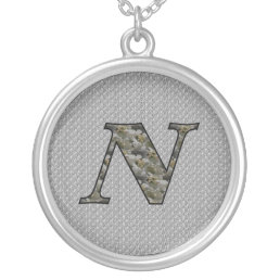 Monogram Initial N Hydrangea Floral Necklace