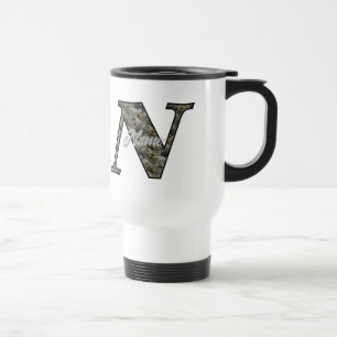 Monogram Initial N Hydrangea Flowers Personalized Travel Mug
