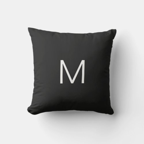 Monogram Initial Name Black White Simple Modern  Outdoor Pillow