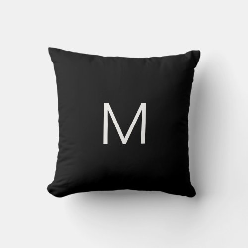 Monogram Initial Name Black White Simple Modern  Throw Pillow
