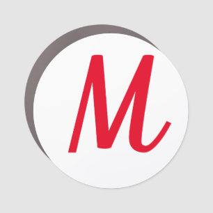 Monogram Initial Name Bold Bright Red Stylish Cute Car Magnet