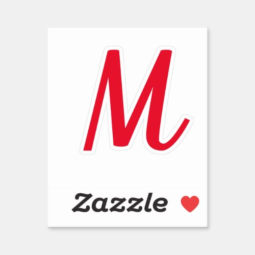 Monogram Initial Name Bold Bright Red Stylish Cute Sticker