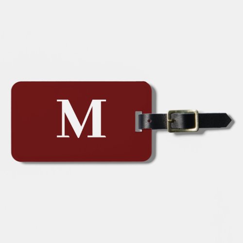 Monogram Initial Name Burgundy Red Gift Favor Luggage Tag