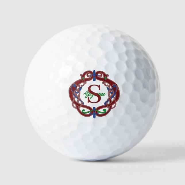 Monogram Initial Name Celtic Design Personalized Golf Balls (Front)