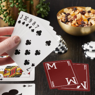 Monogram ( Initial & Name) Custom Dark Red Poker Cards