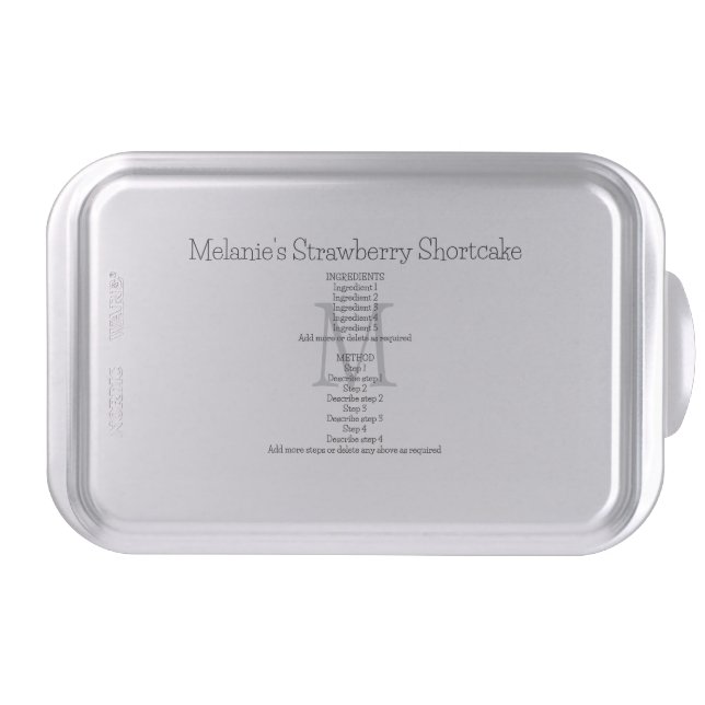 Monogram Initial Name Custom Favorite Recipe Cake Pan (Front)