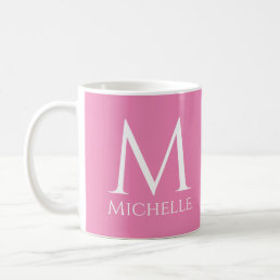 Monogram Initial Name Customizable Pink Template Coffee Mug