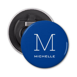 Monogram Initial Name Deep Blue Unique Minimalist Bottle Opener