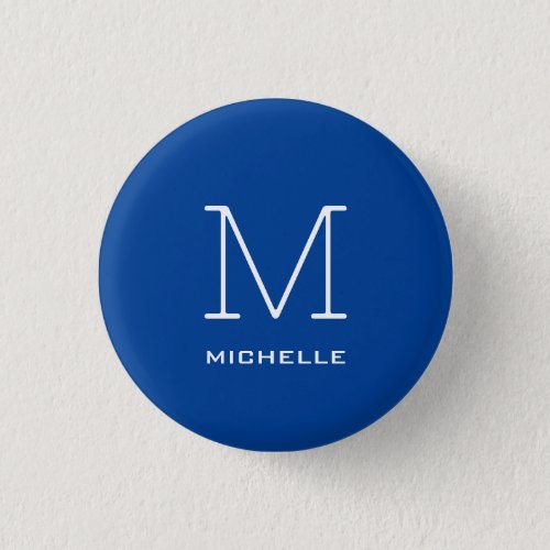 Monogram Initial Name Deep Blue Unique Minimalist Button