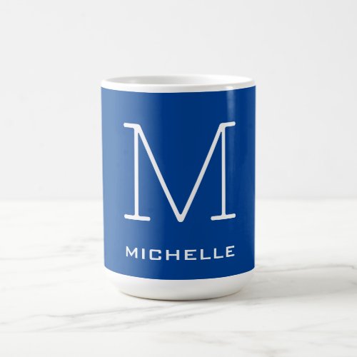 Monogram Initial Name Deep Blue Unique Minimalist Coffee Mug