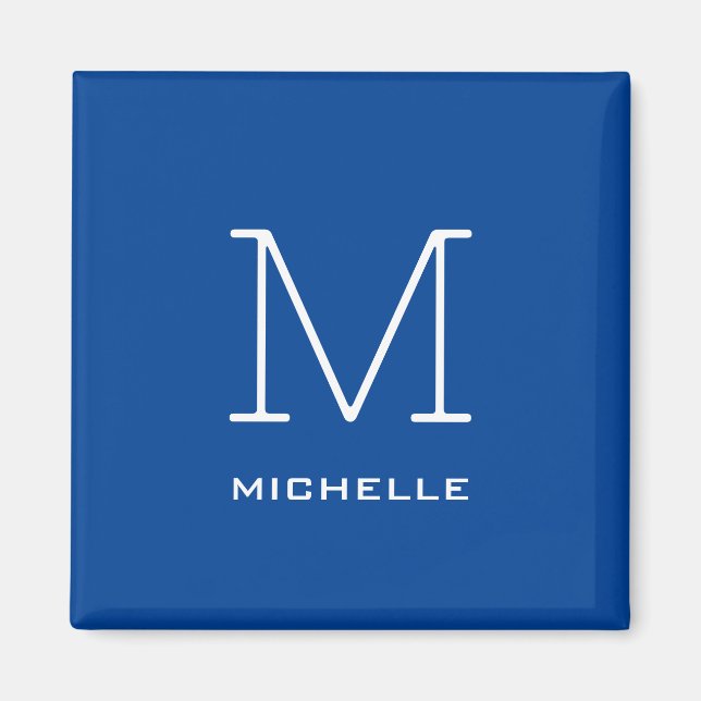 Monogram Initial Name Deep Blue Unique Minimalist Magnet (Front)