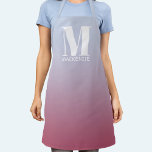 Monogram Initial Name Gradient Pink Blue Apron<br><div class="desc">Modern typography pink blue gradient minimalist monogram initial name design which can be changed to personalize.</div>