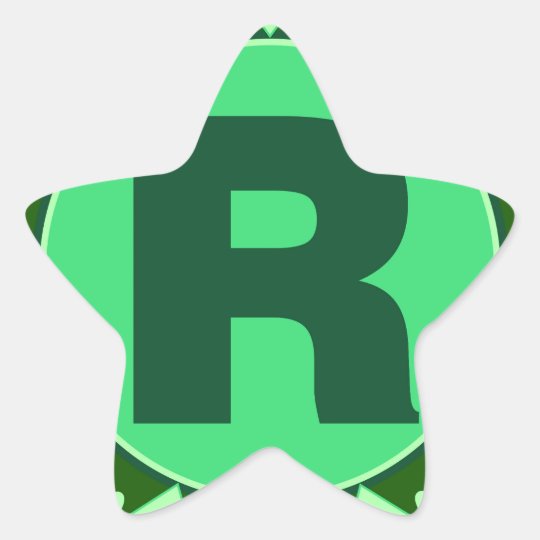 Monogram Initial Name Green Letter Alphabet R Star Sticker