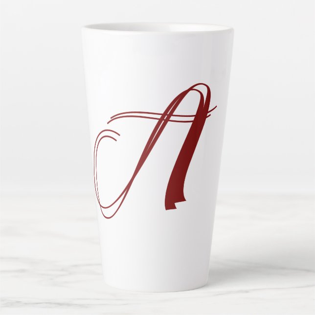 Monogram Initial Name Minimal Script Wedding Gift Latte Mug (Front)