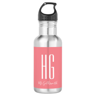Monogram Initial Name Modern Stainless Steel Water Bottle