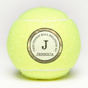 Monogram Initial Name Modern Tennis Balls