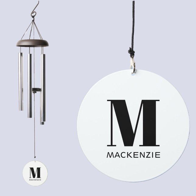 Monogram Initial Name Modern Wind Chime (Modern monogram initial custom name personalized wind chime)