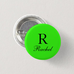 Monogram Initial Name Neon Green Solid Color Cool Button