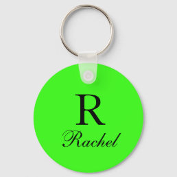Monogram Initial Name Neon Green Solid Color Cool Keychain