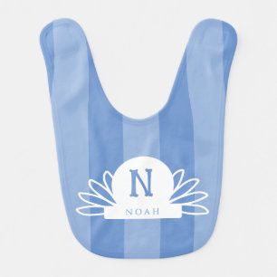 Monogram initial name personalized blue boy baby bib