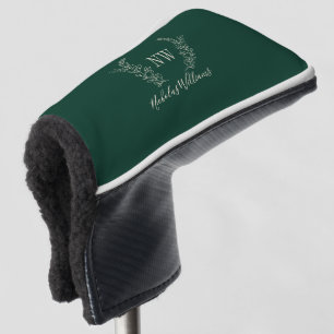 Monogram initial name personalized dark green golf head cover