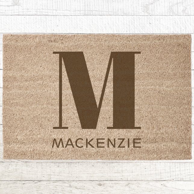 Monogram Initial Name Personalized Fiber Doormat (Personalized monogram initial family name coir doormat)