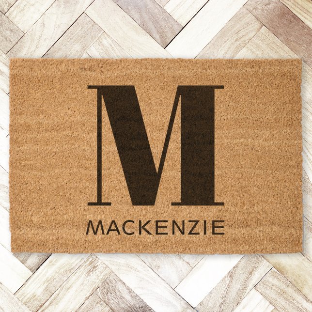 Monogram Initial Name Personalized Fiber Doormat (Personalized monogram initial family name coir doormat)