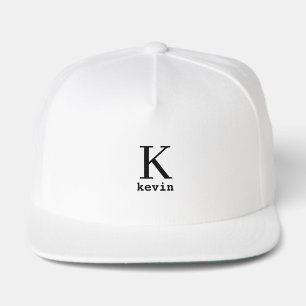 Monogram initial name personalized golfer white snap back hat