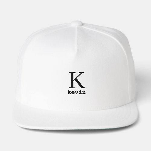 Monogram initial name personalized golfer white snap back hat
