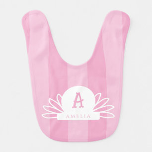 Monogram initial name personalized pink girl baby bib